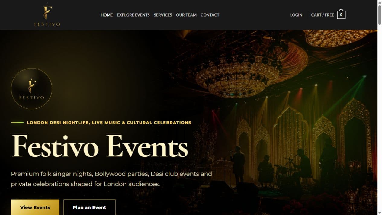 Festivo Events: Festivo homepage