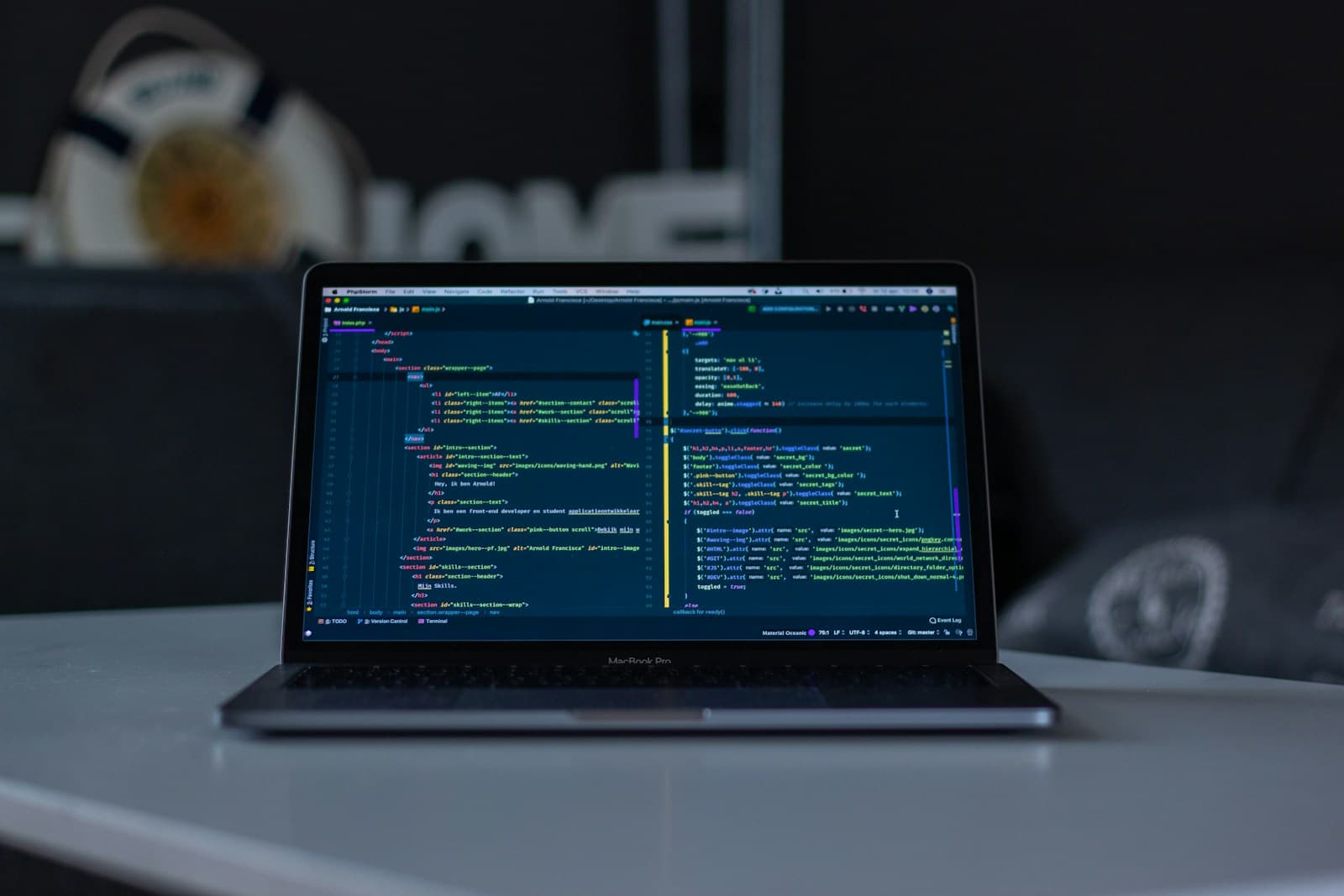 Software development work displayed on a laptop